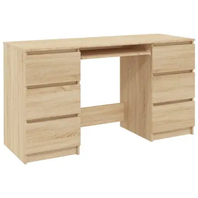 vidaXL Pisalna miza sonoma hrast 140x50x77 cm iverna plošča