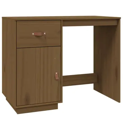 vidaXL Pisalna miza medeno rjava 95x50x75 cm trdna borovina