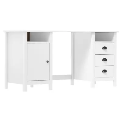 vidaXL Pisalna miza Hill bela 150x50x74 cm trdna borovina