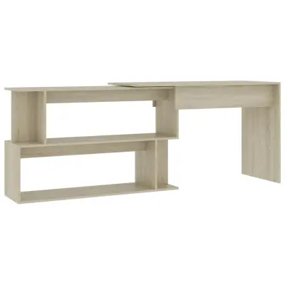 vidaXL Kotna pisalna miza sonoma hrast 200x50x76 cm iverna plošča