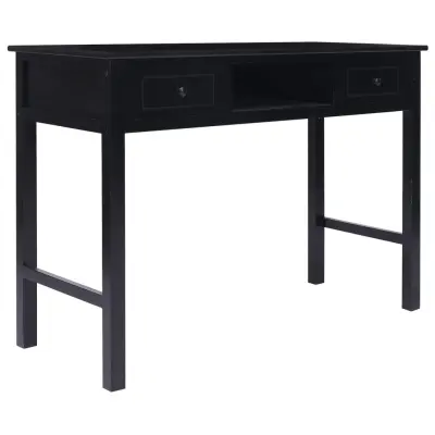 vidaXL Pisalna miza črna 108x45x76 cm trden les pavlovnije