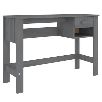 vidaXL Pisalna miza temno siva 110x40x75 cm trdna borovina
