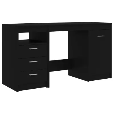 vidaXL Pisalna miza črna 140x50x76 cm iverna plošča