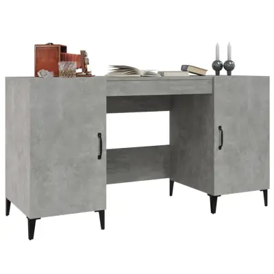 vidaXL Pisalna miza betonsko siva 140x50x75 cm konstruiran les