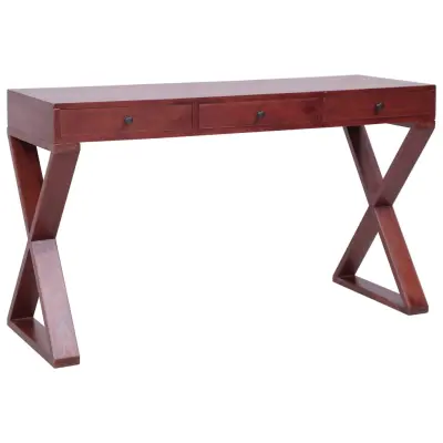 vidaXL Računalniška miza rjava 115x47x77 cm trden mahagonij