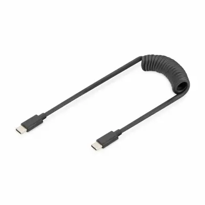 Digitus AK-300431-006-S USB-C® adapter [1x USB-C® - 1x USB-C®] črna spiralni kabel 1 m
