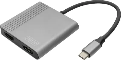 Digitus DA-70828 HDMI / USB-C® adapter [1x USB-C® - 2x ženski konektor HDMI] črna zaščiten\, okrogel 0.18 m