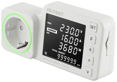 VOLTCRAFT SEM5000 naprava za merjenje stroškov energijske porabe napoved stroškov, funkcija alarma, nastavljiva električna tarifa, funkcija zapISOvanj
