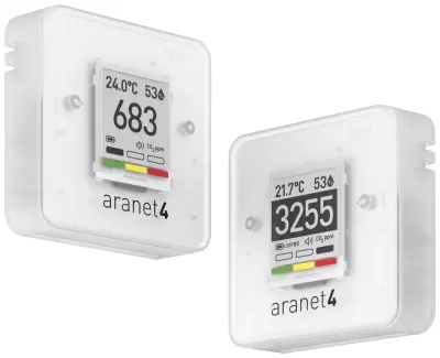 aranet  naprava za merjenje CO2 0\, 0\, 0\, 600 - 9999\, 50\, 85\, 1100 ppm\, °C\, %\, hPa s funkcijo merjenja temperature