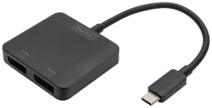 Digitus DS-45339 DisplayPort / USB-C® adapter [1x USB-C® - 2x ženski konektor DisplayPort] črna HDMI pripravljen\, High speed-HDMI\, Ultra HD (4k) HDMI\, DisplayPort 1.2