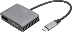 Digitus DA-70827 DisplayPort / RGB / USB-C® adapter [1x USB-C® - 2x ženski konektor DisplayPort\, ženski konektor VGA] črna zaščiten\, okrogel 0.2 m
