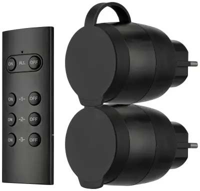 REV Funkschalt-Set IP44 Mini2+1 sw 0085600503  brezžično stikalo\, komplet   3-delni  na prostem 3680 W