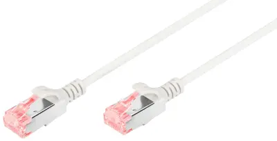 Digitus DK-1624-015S RJ45 omrežni kabel CAT6 U/FTP 1.5 m bela dvojno oklopljen, ognjevaren, zaščita iz folije, pletena zaščita, zaščiten, brez halogen