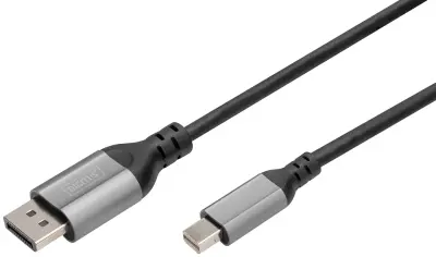 Digitus DisplayPort/Mini-DisplayPort kabel DisplayPort vtič, mini DisplayPort vtič 2 m črna DB-340106-020-S zaščiten, aluminijasti vtič DisplayPort ka