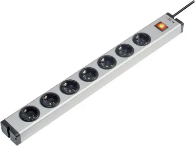 Razdelilna letev s stikalom 7-delna aluminij\, varnostni kontakt Ehmann 0601x00072031