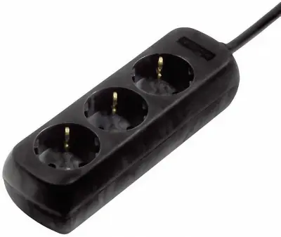 3-smerni električni trak\, s povečano zaščito na dotik\, 5 m\, črn Razdelilna letev z otroškim varovalom 3-delna\, 5 m\, črna