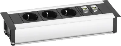 Razdelilna letev brez stikala 3-delna aluminij\, črna\, varnostni kontakt Schulte Elektrotechnik 159610001000