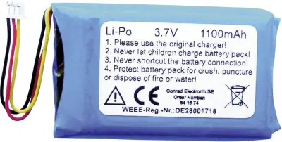 Nadomestna LiPo akumulatorska baterija\, 1100 mAh (D x Š x V) 50 x 32 x 6.3 mm 1Z-101-16