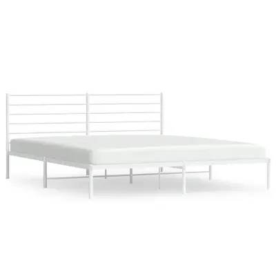 vidaXL Kovinski posteljni okvir z vzglavjem bel 193x203 cm