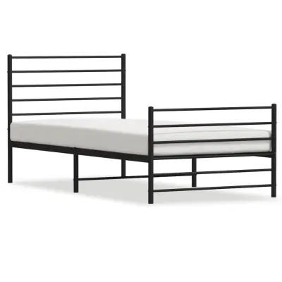 vidaXL Kovinski posteljni okvir z vzglavjem in vznožjem črn 80x200 cm