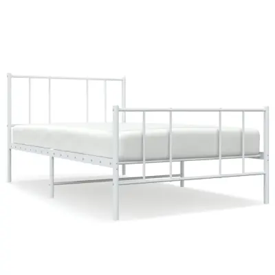 vidaXL Kovinski posteljni okvir z vzglavjem in vznožjem bel 80x200 cm
