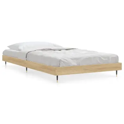 vidaXL Posteljni okvir brez vzmetnice hrast 90x200 cm inženirski les