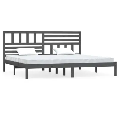 vidaXL Posteljni okvir siv iz borovine 200x200 cm
