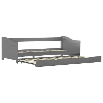 vidaXL Izvlečni posteljni okvir siv iz borovine 90x200 cm