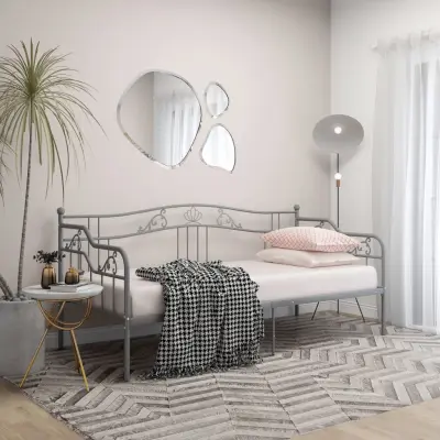 vidaXL Posteljni okvir siv kovinski 90x200 cm