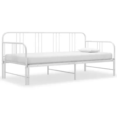 vidaXL Izvlečni posteljni okvir bel iz kovine 90x200 cm