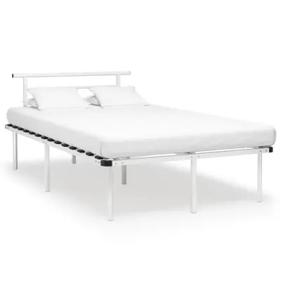 vidaXL Posteljni okvir bel kovinski 120x200 cm