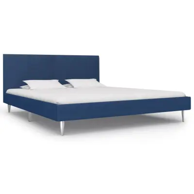 vidaXL Posteljni okvir modro blago 180x200 cm