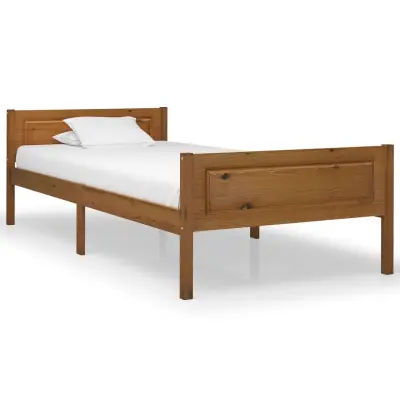 vidaXL Posteljni okvir medeno rjav iz trdne borovine 100x200 cm