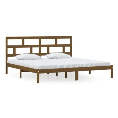 vidaXL Posteljni okvir medeno rjav iz borovine 200x200 cm