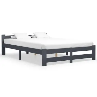 vidaXL Posteljni okvir temno siv iz trdne borovine 160x200 cm