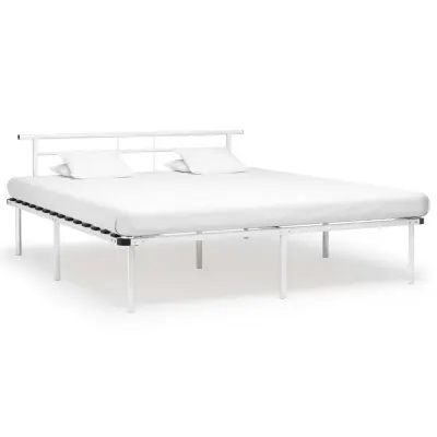 vidaXL Posteljni okvir bel kovinski 200x200 cm