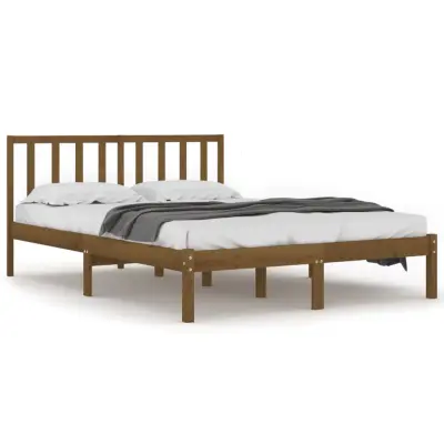 vidaXL Posteljni okvir medeno rjav iz trdne borovine 200x200 cm