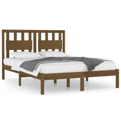 vidaXL Posteljni okvir medeno rjav iz trdne borovine 200x200 cm
