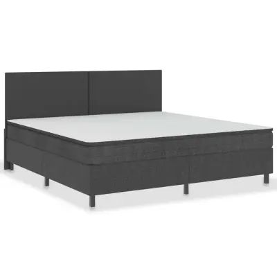 vidaXL Boxspring postelja temno siva iz blaga 200x200 cm