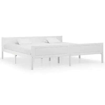 vidaXL Posteljni okvir iz trdne borovine bel 200x200 cm