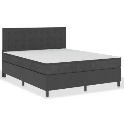 vidaXL Boxspring postelja temno sivo blago 160x200 cm