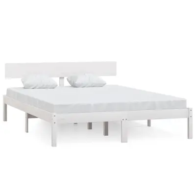 vidaXL Posteljni okvir bel iz trdne borovine 140x190 cm