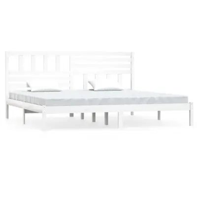 vidaXL Posteljni okvir bel iz borovine 200x200 cm