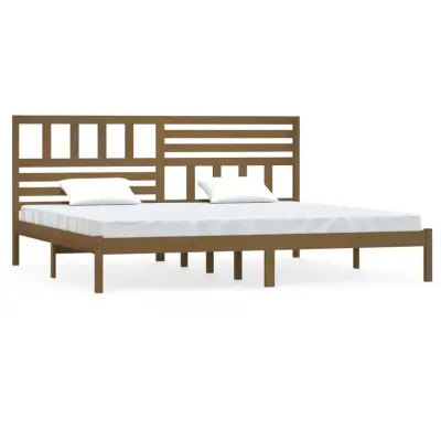vidaXL Posteljni okvir medeno rjav iz borovine 200x200 cm