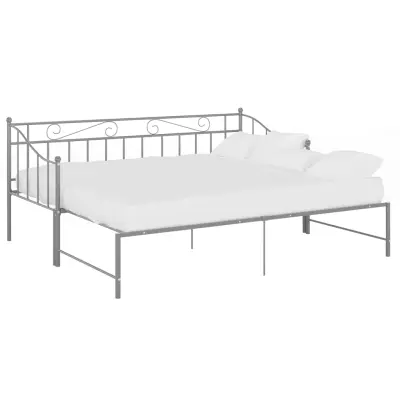 vidaXL Izvlečni posteljni okvir siv iz kovine 90x200 cm