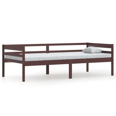 vidaXL Posteljni okvir temno rjav iz trdne borovine 90x200 cm