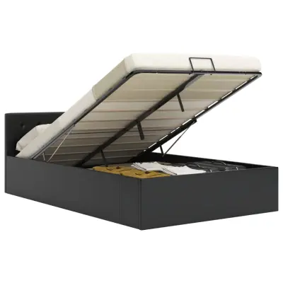 vidaXL Dvižni posteljni okvir črno umetno usnje 140x200 cm