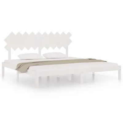 vidaXL Posteljni okvir bel 200x200 cm iz trdnega lesa