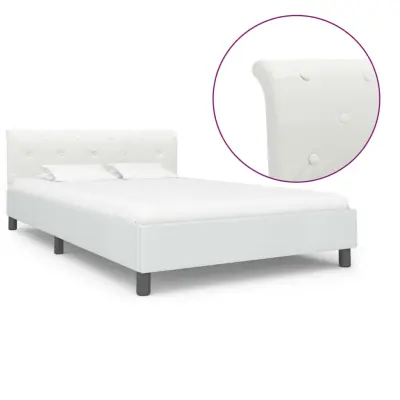 vidaXL Posteljni okvir belo umetno usnje 140x200 cm