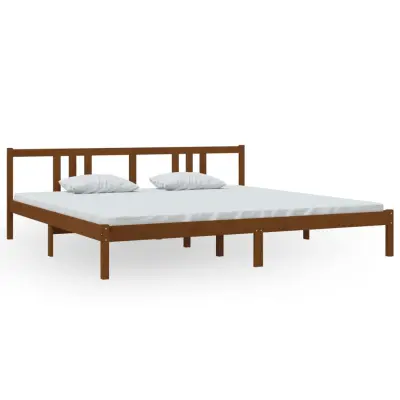 vidaXL Posteljni okvir medeno rjav iz trdnega lesa 200x200 cm